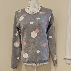 Gray and Pink Polka Dot Sweater
